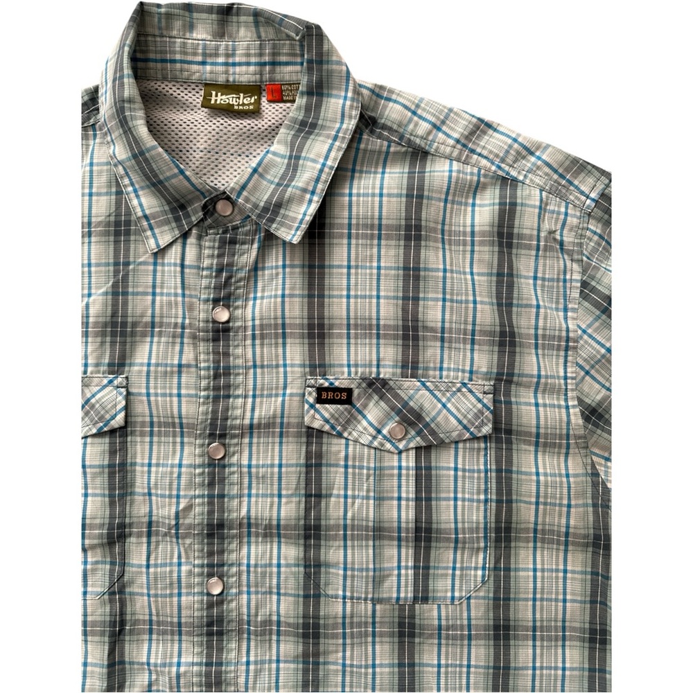 Men’s Blue/Grey Plaid Button-Up Shirt